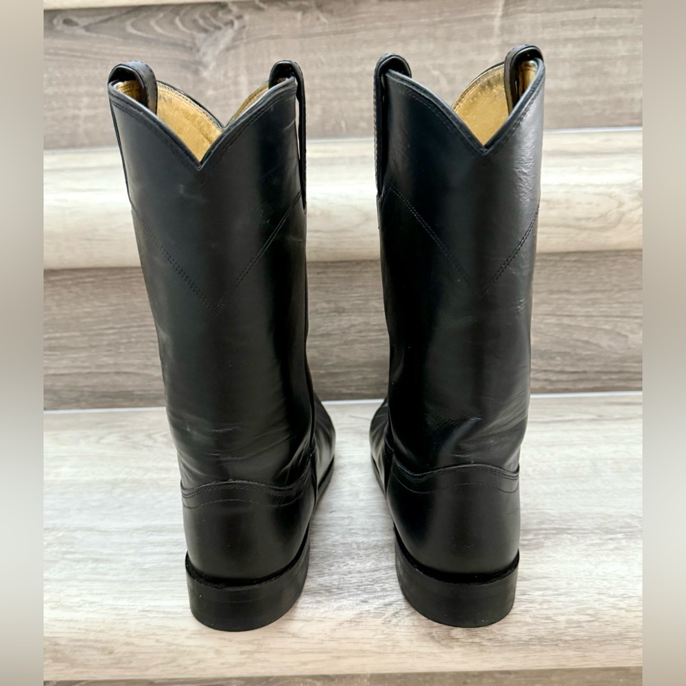 Justin Boots Black Roper Cowboy Western Boots - Picture 5 of 7